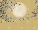 Papier peint GETA sur mesure lune entourée d'un tourbillon de fleurs LONDONART