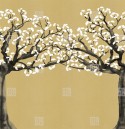 KOSODE papoier peint arbres gingko face à face stylés LONDONART