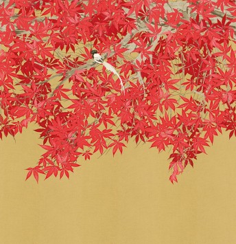 Papier peint TSUKESAGE feuilles érable rouge du Japon LONDONART
