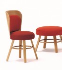 Chaise NATION2 en bois design organique naturel tapissée tissu ou cuir