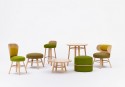 Fauteuil lounge NATION2 design organique naturel en bois courbé tapissé