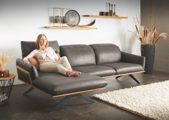 Canapé d’angle BAILEE chaise longue design dossiers inclinables et réglables, cuir ou tissu