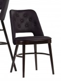 QUEENPOP chaise bois courbée dos carré tapissé tissu, velours ou cuir