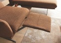 Canapé d’angle relax électrique BAILEE chaise longue et tablette, cuir ou tissu