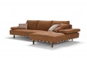 Canapé d'angle en cuir ou tissu AMORETTO chaise longue avec sangle Nubuck ou cuir