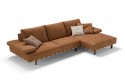 Canapé d'angle en cuir ou tissu AMORETTO chaise longue avec sangle Nubuck ou cuir