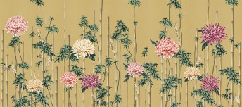 FUKI sublime papier peint floral bambou et chrysanthème du Japon LONDONART