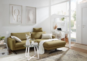 Canapé d’angle design cubique 3,5 places DAVIS.TM chaise longue en cuir ou tissu