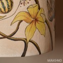 RIY sublime lampe en céramique d'art peinte fleur pivoine & abeille MAKHNO