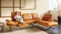 ATOMICITY, canapé d’angle design 3,5 places assise pivotante relax cuir ou tissu
