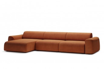 Canapé d'angle modulable cuir, tissu & plumes ALPHA.DANDY