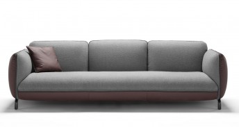 CHAMAN grand canapé droit 4 places cuir & tissu