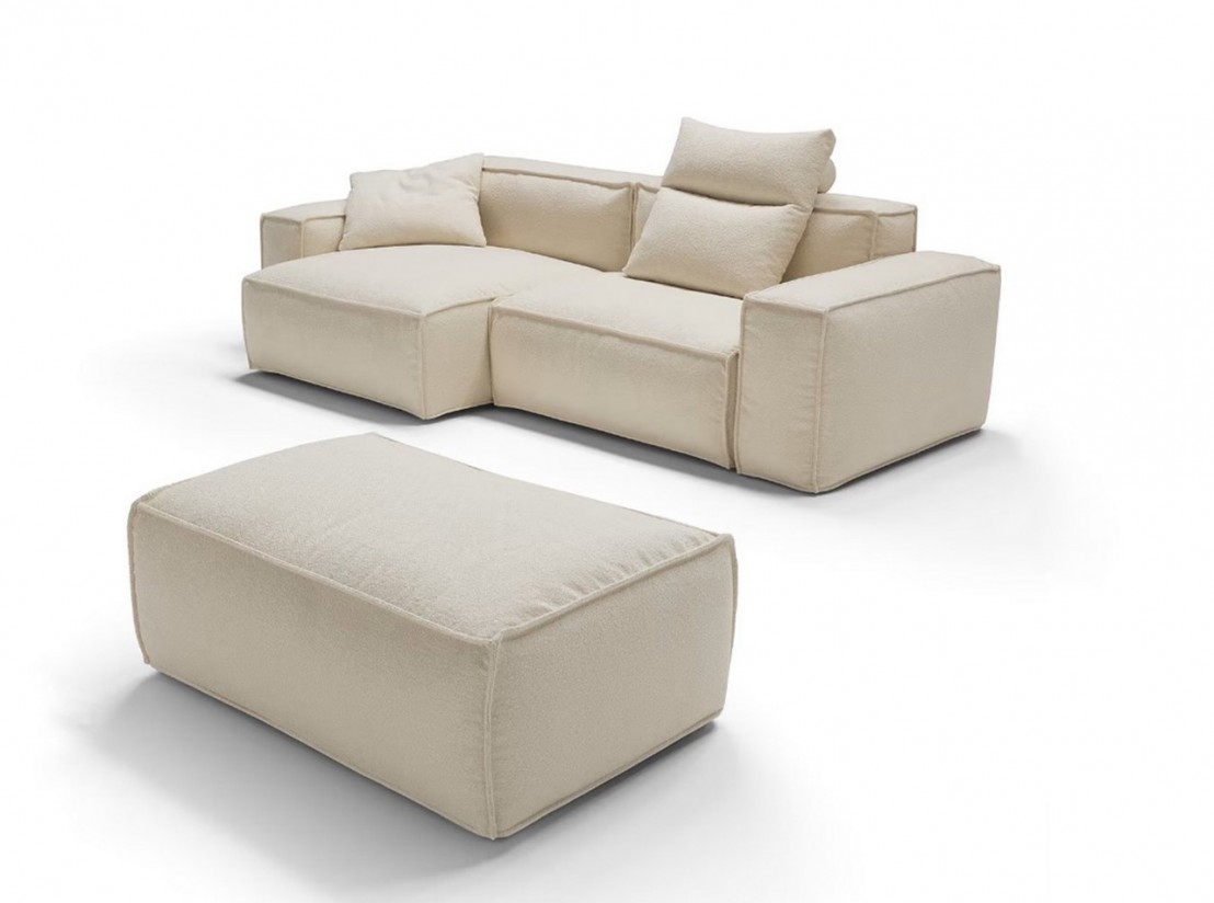 Coussins canapé de sol poufs modulaire chaise longue en tissu 3 places en  tissu beige DEC021236