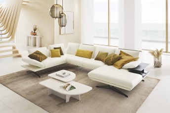 ADDICTION, grand canapé d'angle design panoramique 6 places en U, cuir ou tissu