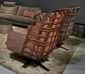 BELAMYENCAGE fauteuil loveseat design pivotant sanglé treillis de cuir