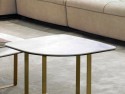 Salon d'angle de luxe en cuir pleine fleur ou Nubuck Daim CENTURY & ses 3 tables basses laiton & céramique, marbres ou verre