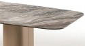 AVA table céramique, marbre ou verre double pieds central gainé de cuir pleine fleur
