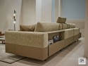 Canapé 4 places avec étagère cuir pleine fleur & table accoudoir en marbre NEWROY