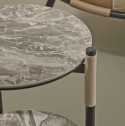 Petite table basse desserte ronde deux plateaux NAVALE marbre ou verre ou céramique