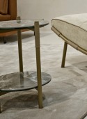 Petite table basse desserte ronde deux plateaux NAVALE marbre ou verre ou céramique