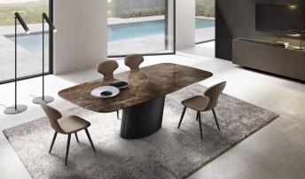 AXOME.B table design pied central en marbre italien véritable