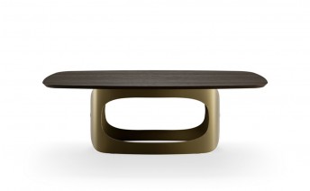Table design plateau en bois noyer ou frêne AIRED pied central