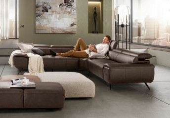 Canapé cuir d'angle EXALT grand confort