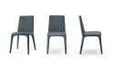 669, chaise design tapissée, pieds gainés cuir ou tissu
