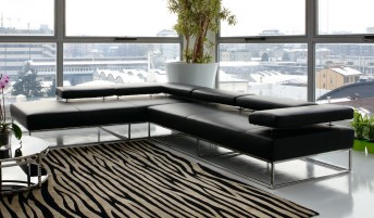 Canapé design minimaliste & bas cuir ou tissu LONDINIUM