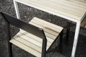 Chaise extérieure de terrasse CANNES en métal aluminium de couleur, assise en bois massif, dossier en HPL