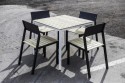 Salon de jardin CANNES, table carrée et 4 chaises, métal aluminium de couleur et bois massif
