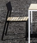 Salon de jardin CANNES, table carrée et 4 chaises, métal aluminium de couleur et bois massif