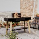 Barbecue grill / cuisine extérieure sur pieds en bois massif et acier inoxydable