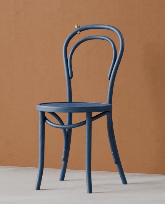 Chaises bistrot en bois courbé de frêne bleu ou orange BISTROPEARL par 2