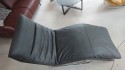 Chaise longue relax en cuir Skin Vintage gris anthracite BODYTOUCH 75 cm de large