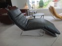 Chaise longue relax en cuir Skin Vintage gris anthracite BODYTOUCH 75 cm de large