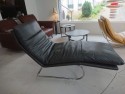 Chaise longue relax en cuir Skin Vintage gris anthracite BODYTOUCH 75 cm de large