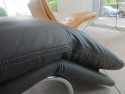 Chaise longue relax en cuir Skin Vintage gris anthracite BODYTOUCH 75 cm de large