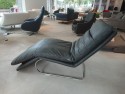 Chaise longue relax en cuir Skin Vintage gris anthracite BODYTOUCH 75 cm de large