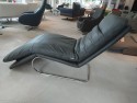 Chaise longue relax en cuir Skin Vintage gris anthracite BODYTOUCH 75 cm de large