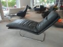 Chaise longue relax en cuir Skin Vintage gris anthracite BODYTOUCH 75 cm de large