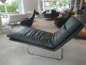 Chaise longue relax en cuir Skin Vintage gris anthracite BODYTOUCH 75 cm de large