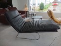 Chaise longue relax en cuir Skin Vintage gris anthracite BODYTOUCH 75 cm de large