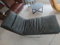 Chaise longue relax en cuir Skin Vintage gris anthracite BODYTOUCH 75 cm de large