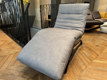 Chaise longue relax électrique ABSOLUTE cuir Skin Vintage grey