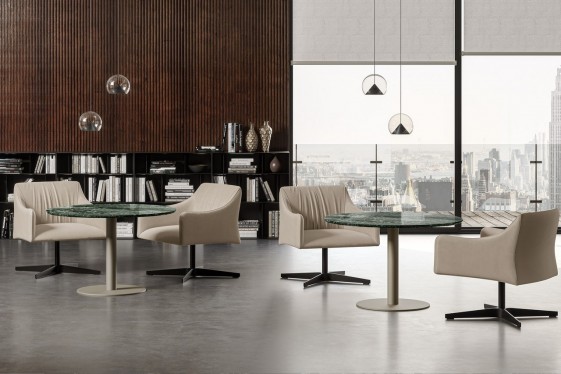 BUSBOY, table lounge bistrot plateau marbre, céramique, verre ou bois