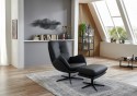 ALLFAME fauteuil pied métal pivotant en cuir ou tissu avec ou sans repose pieds