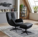 ALLFAME fauteuil pied métal pivotant en cuir ou tissu avec ou sans repose pieds