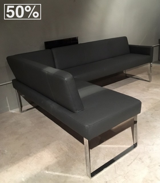 SOLDES coin repas & 2 fauteuils PUREdining cuir Nubia graphite