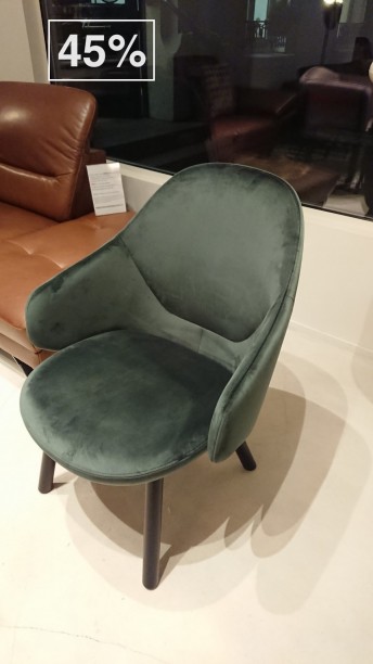 Fauteuil lounger ALBA de TON en tissu velours Brunei vert émeraude